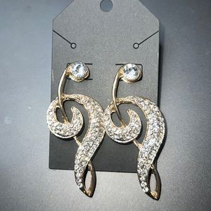 18k plated post Upside down Music note earrings handmade